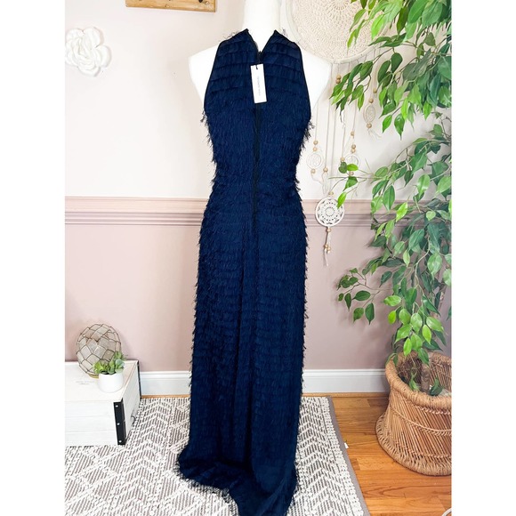 Yigal Azrouël Evening Gown Silk Navy NWT Sz 2 - Picture 6 of 9